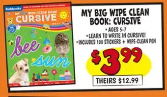 Ollie's MY BIG WIPE CLEAN BOOK: CURSIVE offer