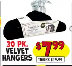 Ollie's 30 PK. VELVET HANGERS offer