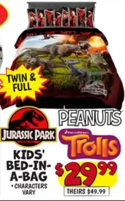 Ollie's JURASSIC PARK KIDS' BED-IN-A-BAG offer