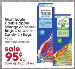 Giant Eagle Giant Eagle Double Zipper Storage or Freezer Bags offer