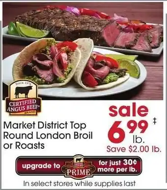 Giant Eagle Market District Top Round London Broil or Roasts offer