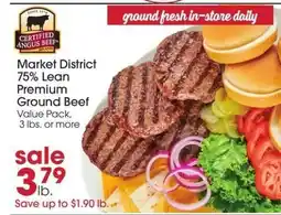 Giant Eagle Market District 75% Lean Premium Ground Beef offer