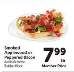 Safeway Smoked Applewood or Peppered Bacon offer