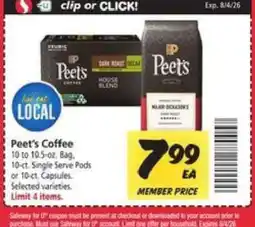 Safeway Peet's Coffee offer