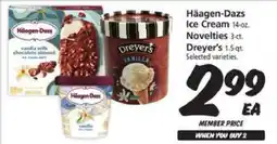 Safeway Häagen-Dazs Ice Cream, Novelties, Dreyer’s offer