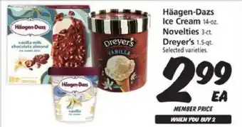 Safeway Häagen-Dazs Ice Cream, Novelties, Dreyer’s offer
