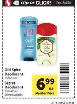 Safeway Old Spice Deodorant / Secret Deodorant offer