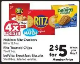 Safeway Nabisco Ritz Crackers, Ritz Toasted Chips, belVita Breakfast Biscuits offer