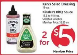 Safeway Ken's Salad Dressing & Kinder's BBQ Sauce offer