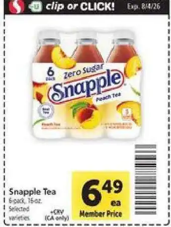 Safeway Snapple Tea offer