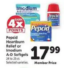 Safeway Pepcid Heartburn Relief or Imodium A-D Softgels offer