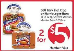 Safeway Ball Park Hot Dog or Hamburger Buns offer