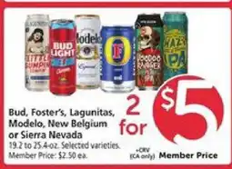 Safeway Bud, Foster's, Lagunitas, Modelo, New Belgium or Sierra Nevada offer