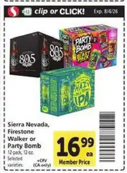 Safeway Sierra Nevada, Firestone Walker or Party Bomb offer