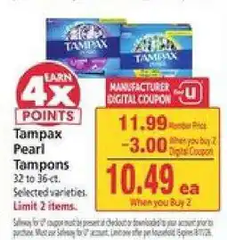 Safeway Tampax Pearl Tampons offer