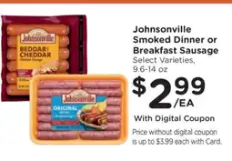 Kroger Johnsonville Smoked Dinner or Breakfast Sausage offer