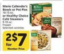 Albertsons Marie Callender's Bowls or Pot Pies / Healthy Choice Café Steamers offer