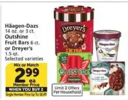 Albertsons Häagen-Dazs, Outshine Fruit Bars, or Dreyer’s offer