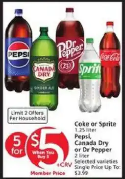 Albertsons Coke or Sprite, Pepsi, Canada Dry or Dr Pepper offer