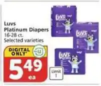 Albertsons Luvs Platinum Diapers offer