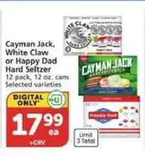 Albertsons Cayman Jack, White Claw or Happy Dad Hard Seltzer offer