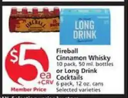Albertsons Fireball Cinnamon Whisky or Long Drink Cocktails offer
