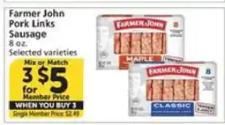 Albertsons Farmer John Pork Links Sausage offer