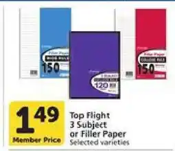 Albertsons Top Flight 3 Subject or Filler Paper offer