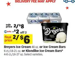 Meijer Breyers Ice Cream or Klondike Ice Cream Bars offer