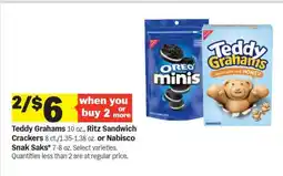 Meijer Teddy Grahams, Ritz Sandwich Crackers, Nabisco Snak Saks offer