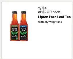Walgreens Lipton Pure Leaf Tea offer