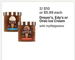 Walgreens Dreyer's, Edy's or Oreo Ice Cream offer
