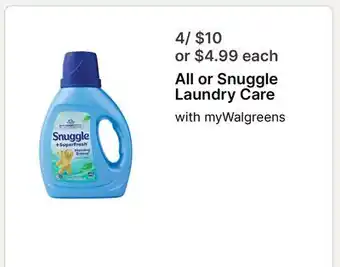 Walgreens All or Snuggle Laundry Care offer