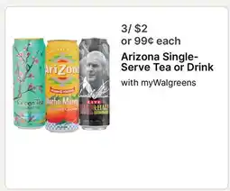 Walgreens Arizona Single-Serve Tea or Drink offer