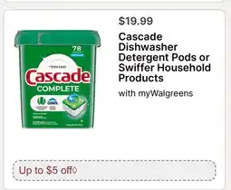 Walgreens Cascade Dishwasher Detergent Pods or Swiffer Household Products offer