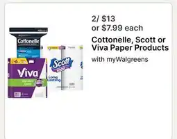 Walgreens Cottonelle, Scott or Viva Paper Products offer