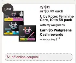 Walgreens U by Kotex Feminine Care offer