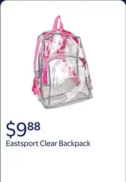 Walmart Eastsport Clear Two-Compartment Backpack with Adjustable Straps for School and Events offer