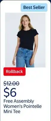 Walmart Free Assembly Women's and Women's Plus Pointelle Mini Tee with Short Sleeves offer