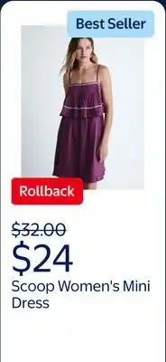Walmart Scoop Women's Flowy Cotton Mini Dress with Lace Trim offer