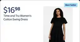 Walmart Time and Tru Women's and Women's Plus Cotton Swing Dress with Short Sleeves offer