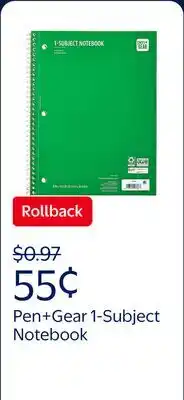 Walmart Pen+Gear College Ruled 1-Subject Notebook, 8 x 10.5, Green, 70 Sheets offer