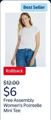 Walmart Free Assembly Women's Pointelle Mini Tee with Short Sleeves offer