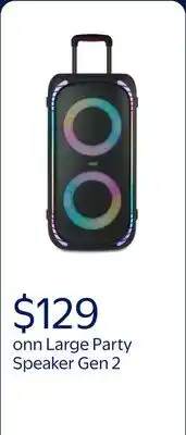 Walmart onn Large Party Speaker Gen 2 with LED Lighting offer