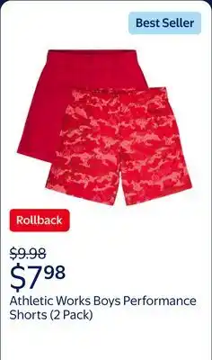 Walmart Athletic Works Boys Core Performance Shorts, 2-Pack, Sizes 4-18 & Husky offer