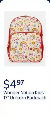 Walmart Wonder Nation Kids' 17 Unicorn Fields Backpack, Magenta offer
