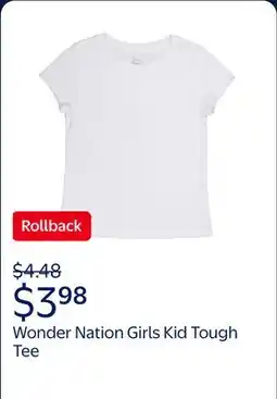Walmart Wonder Nation Girls Kid Tough Tee with Short Sleeves offer