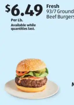 Aldi Fresh 93/7 Ground Beef Burgers offer
