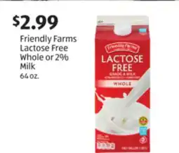 Aldi Friendly Farms Lactose Free Whole or 2% Milk offer