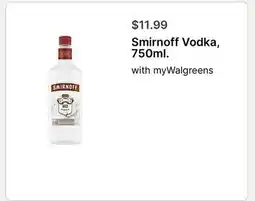 Walgreens Smirnoff Vodka, 750ml offer